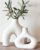 Carrot’s Den Donut Vase, Set of 2 – Minimalist Nordic Style, White Ceramic Hollow Donut Vase Decor | Table Centerpiece, Boho, Wedding, Living Room, Bookshelf, Office, Modern Home Decor (Warm White)