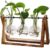 XXXFLOWER Plant Terrarium with Wooden Stand, Air Planter Bulb Glass Vase Metal Swivel Holder Retro Tabletop for Hydroponics Home Garden Office Decoration – 3 Bulb Vase