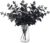 Laelfe Black Artificial Eucalyptus Stems – Halloween Fake Flower, Faux Eucalyptus Leaves Branches Artificial Black Flowers Arrangement Halloween Farmhouse Home Halloween Decor – 6 Pcs 14”